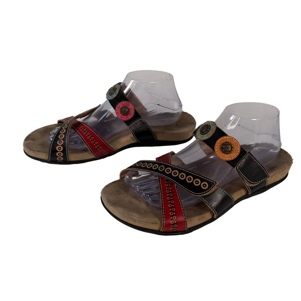 L'Artiste by Spring Step Glendora Multicolor Leather Slide Sandals Women's Size